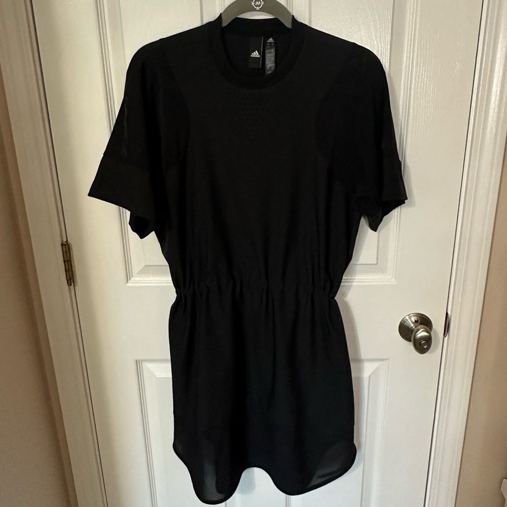 Adidas AEROKNIT Dress Womens Size S Black Short Sleeve Drawcord Toggle Waist